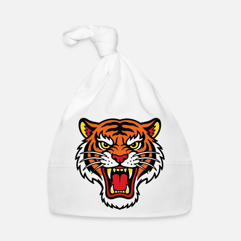 Fierce tiger head tattoo style Organic Baby Cap
