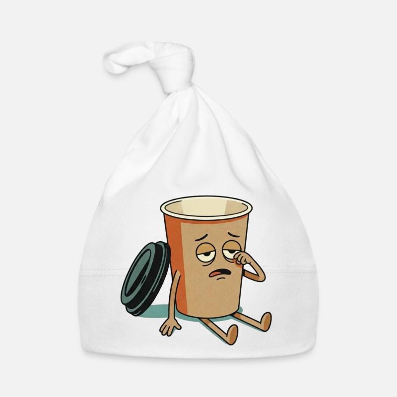 Erschöpfte Kaffeetasse-Figur Baby Bio-Mütze