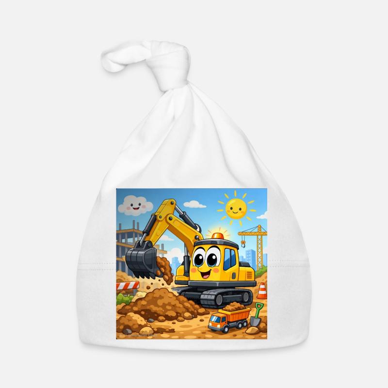 Fröhlicher Baubagger  Baby Bio-Mütze