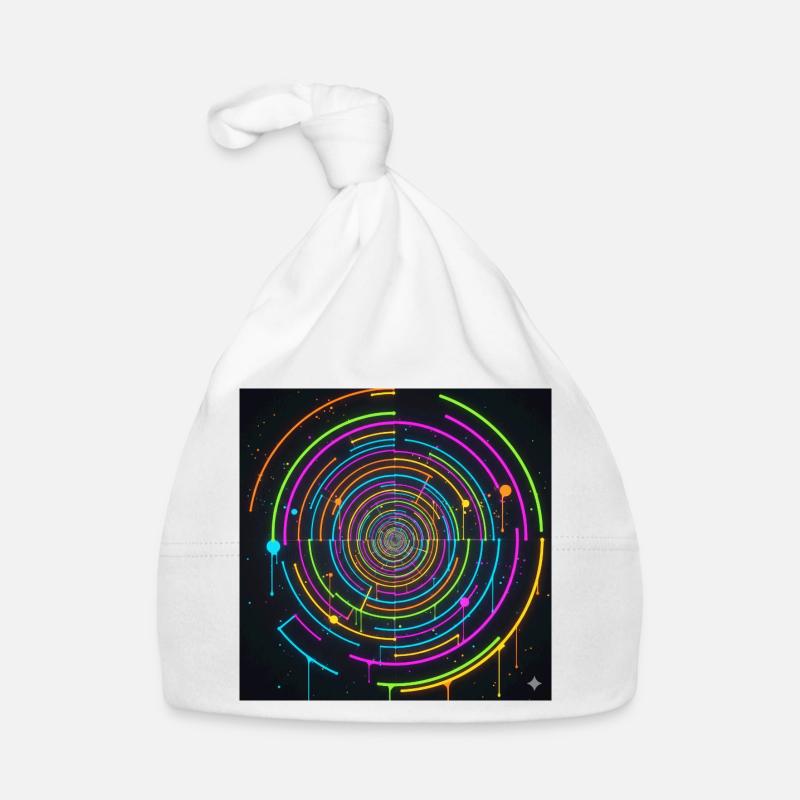 Jeu de couleurs en spirale de cercle néon - Bonnet bio Bébé - blanc