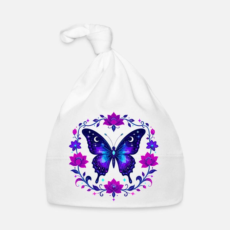 Noctilucent butterfly in lotus frame Organic Baby Cap
