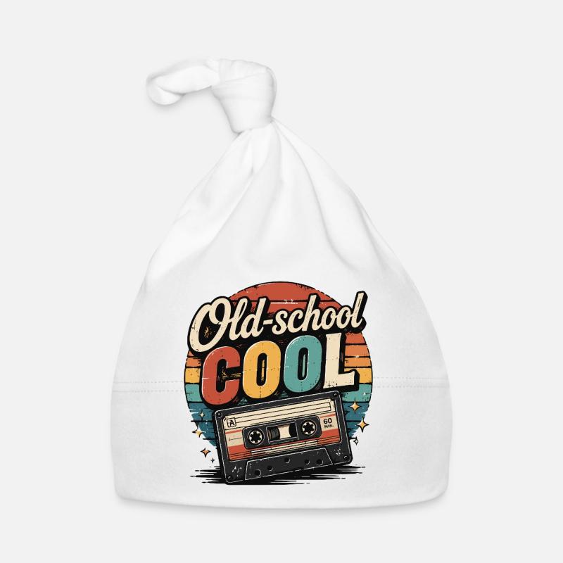 Cassette rétro vintage oldschool cool - Bonnet bio Bébé - blanc