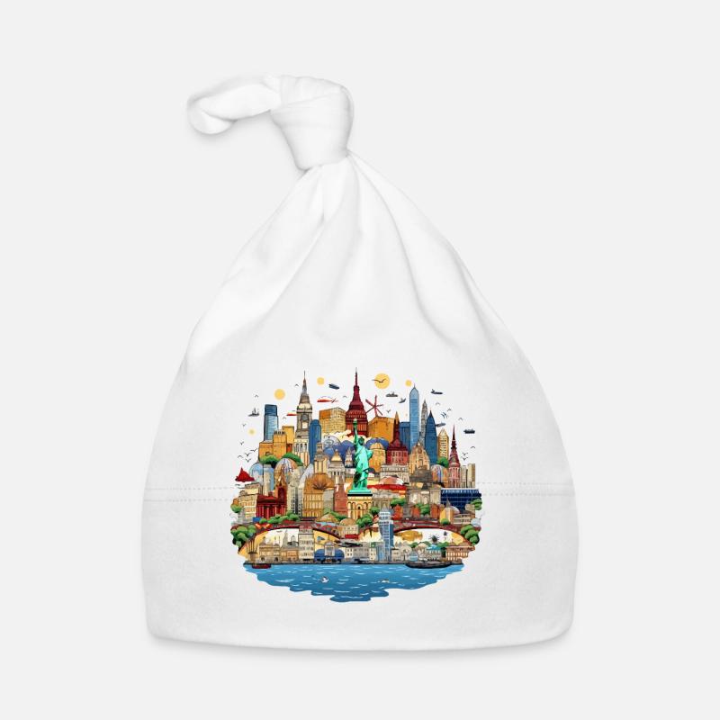 Cosmopolitan Skyline Collage Bonnet bio Bébé