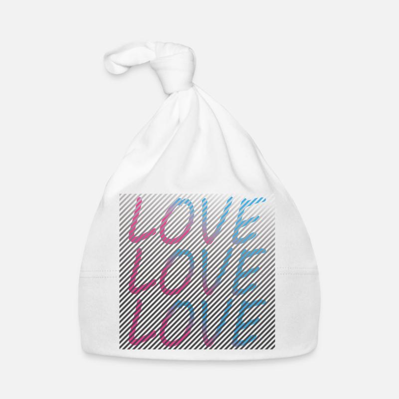 Gradient Love lettering on stripes Organic Baby Cap