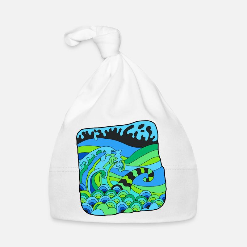 Green Deco Waves Baby Bio-Mütze