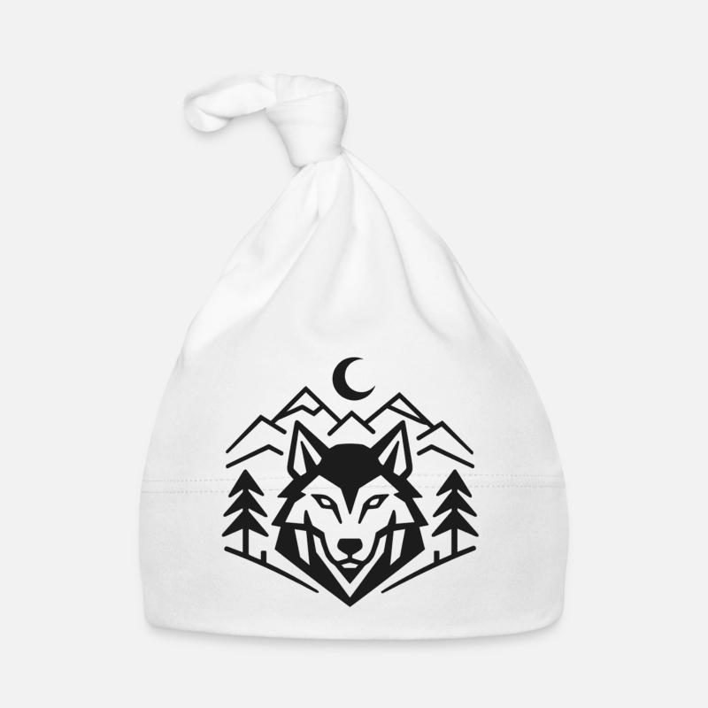 Geometric Wolfpack Emblem: Minimalist Wolf Shirt Organic Baby Cap
