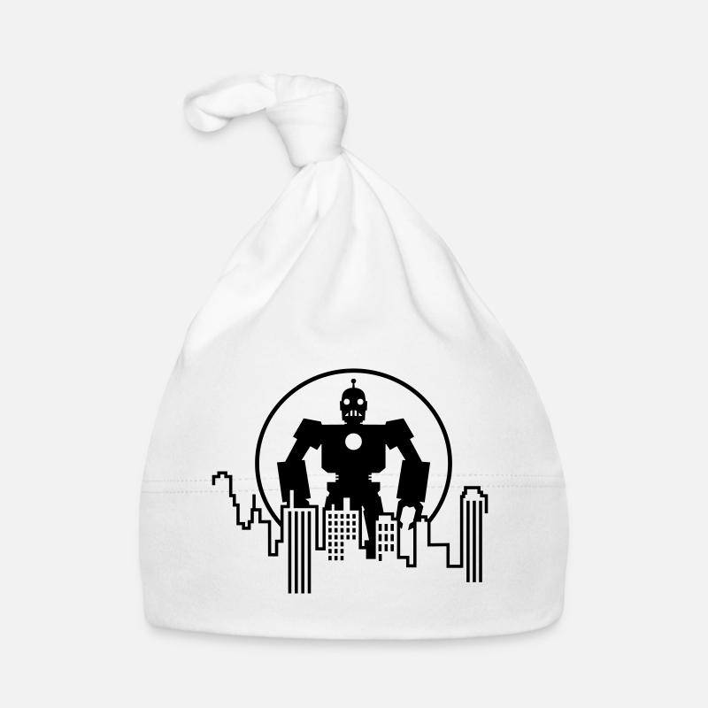 Robot Skyline – Sci-Fi Android Silhouette Shirt - Baby Bio-Mütze - Weiß