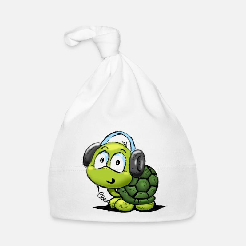 schildkroete_02 - Bonnet bio Bébé - blanc