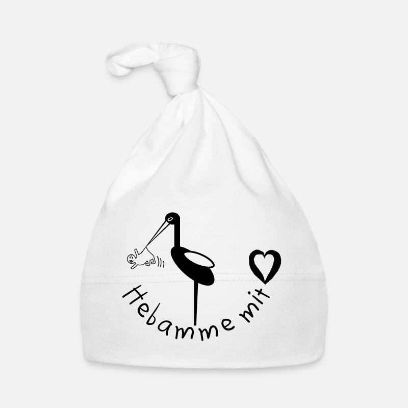 Hebamme mit Herz Storch Baby Bio-Mütze