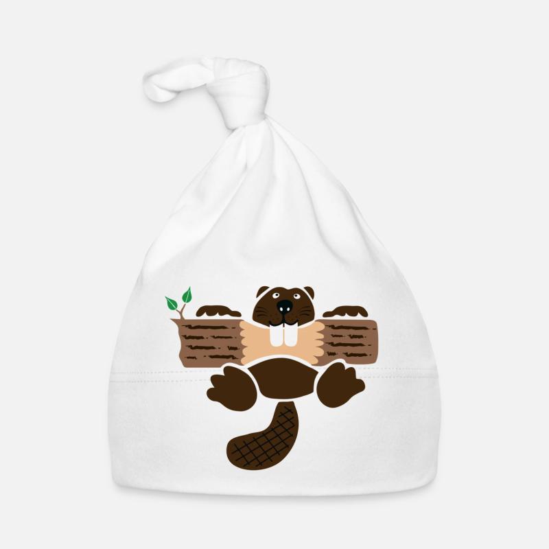 beaver eager rodent otter wood forest teeth tree Organic Baby Cap