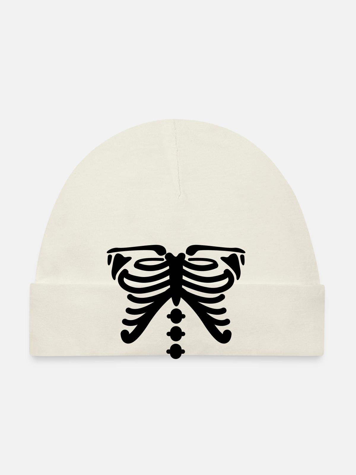 squelette - Bonnet bio Bébé - blanc - Devant
