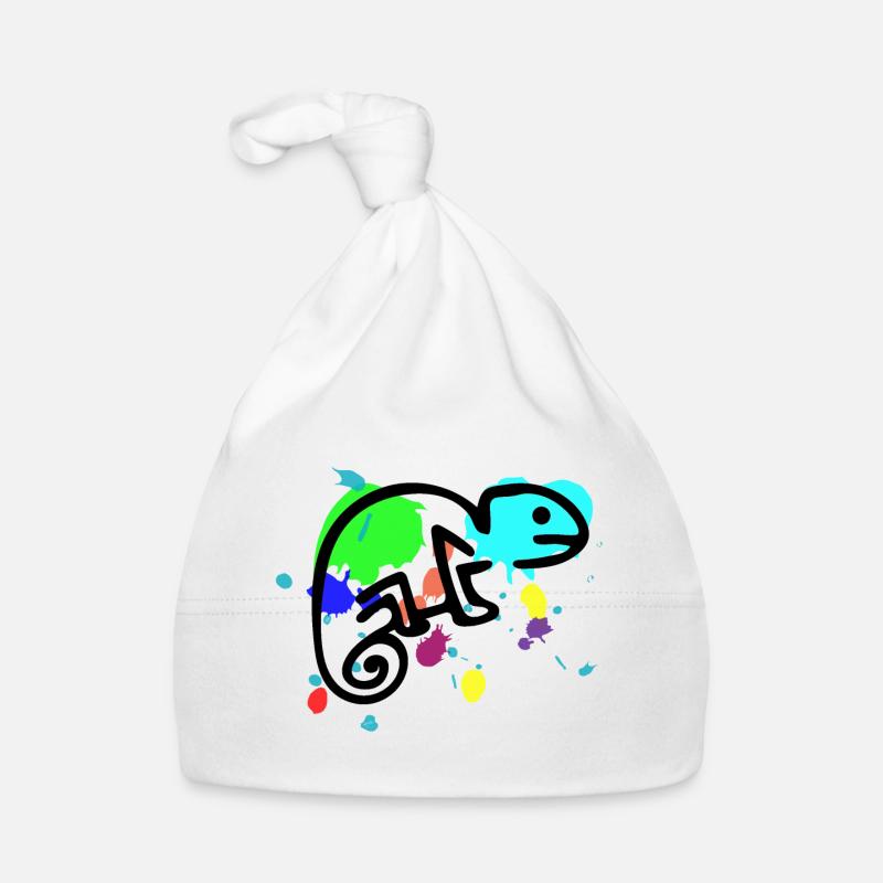 Caméléon coloré - Bonnet bio Bébé - blanc