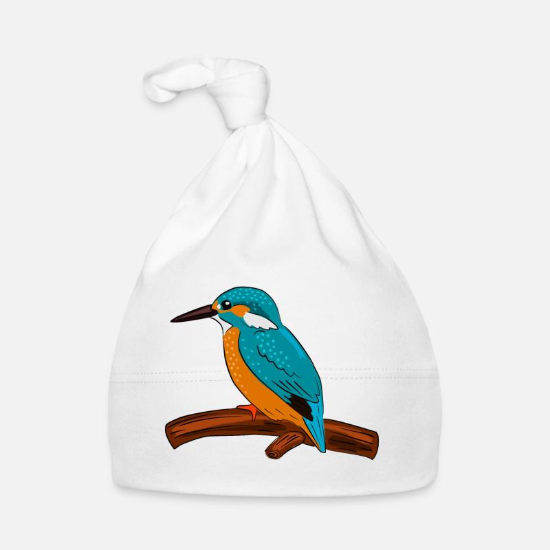 eisvogel vogel bunt - Baby Bio-Mütze - Weiß
