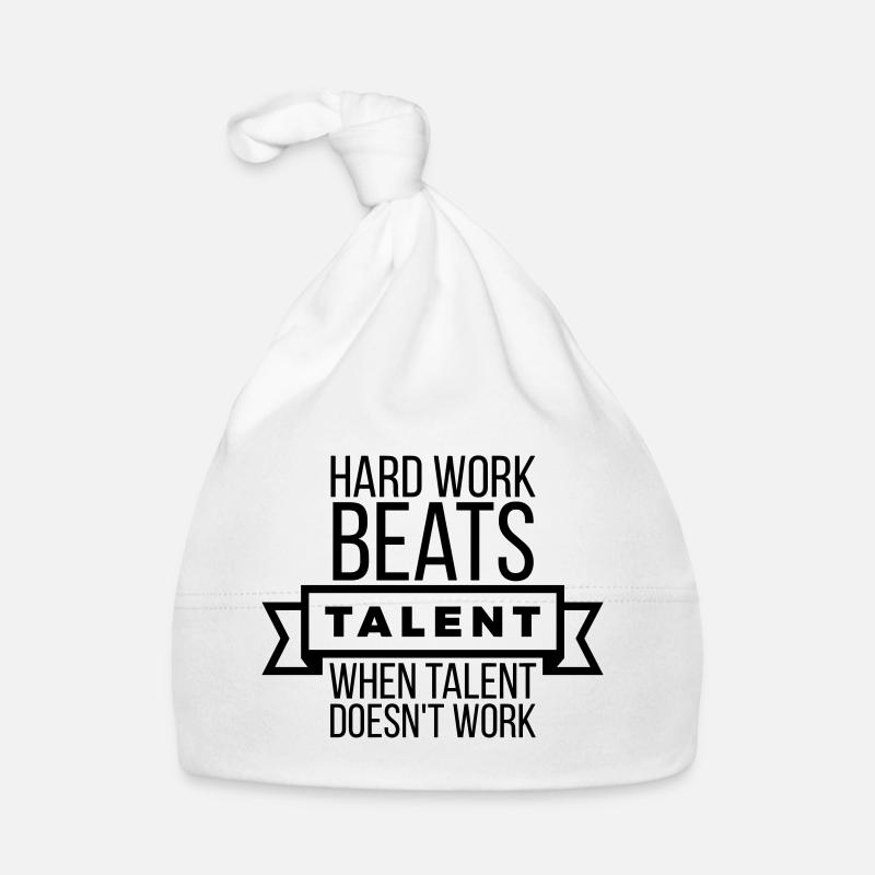 Hard Work Beats Talent - Black Motivational  Organic Baby Cap