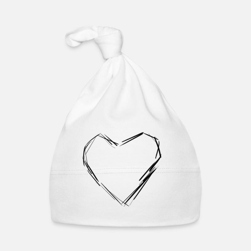 ligne de coeur - Bonnet bio Bébé - blanc
