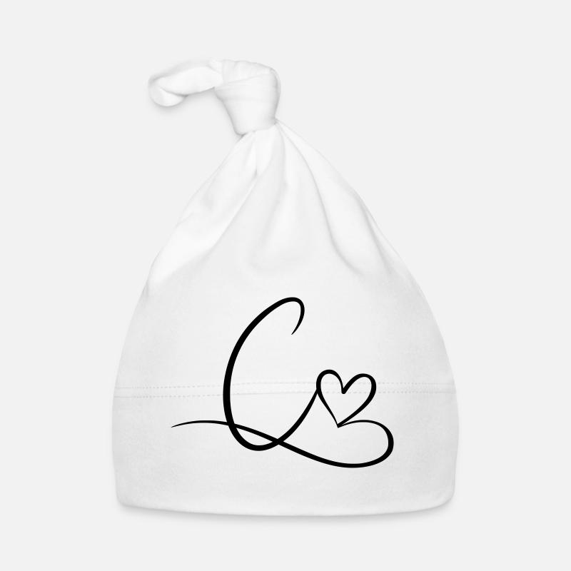 Letter C Initial letter Name Calligraphy Heart Organic Baby Cap