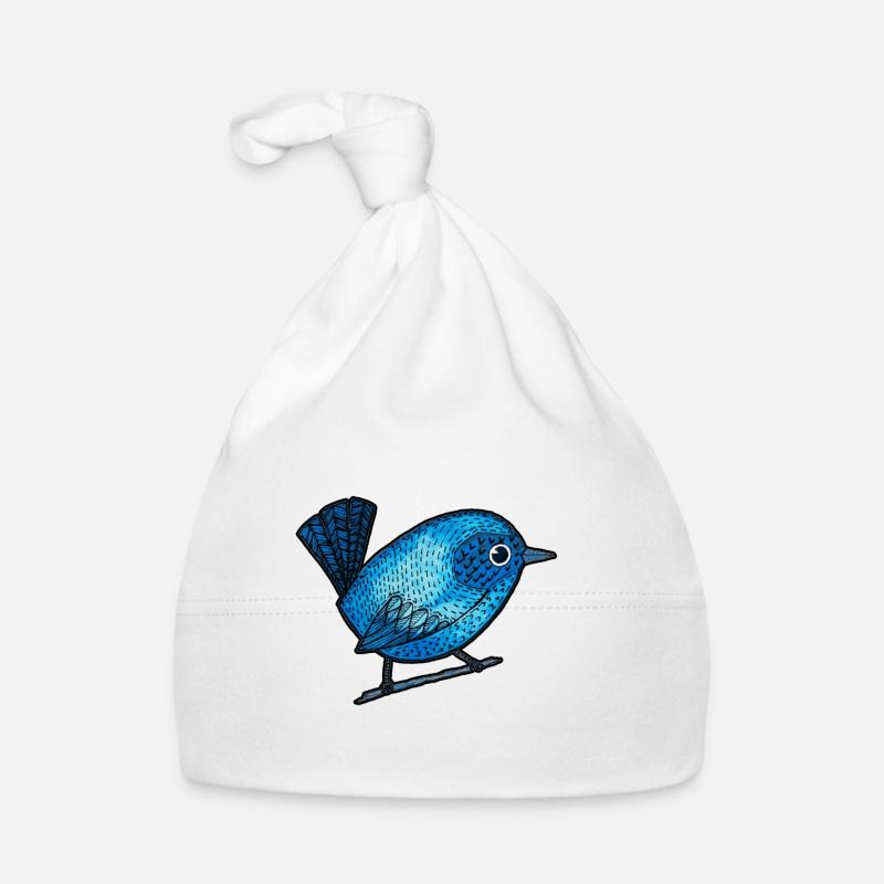 Joli petit oiseau bleu - Bonnet bio Bébé - blanc