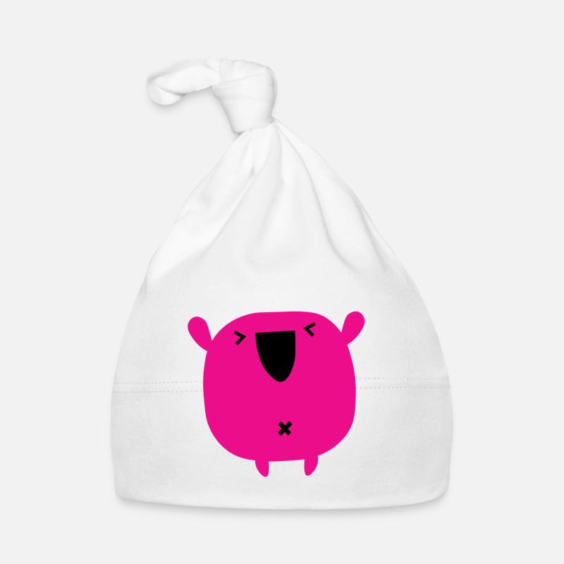 rosa Monster - Baby Bio-Mütze - Weiß