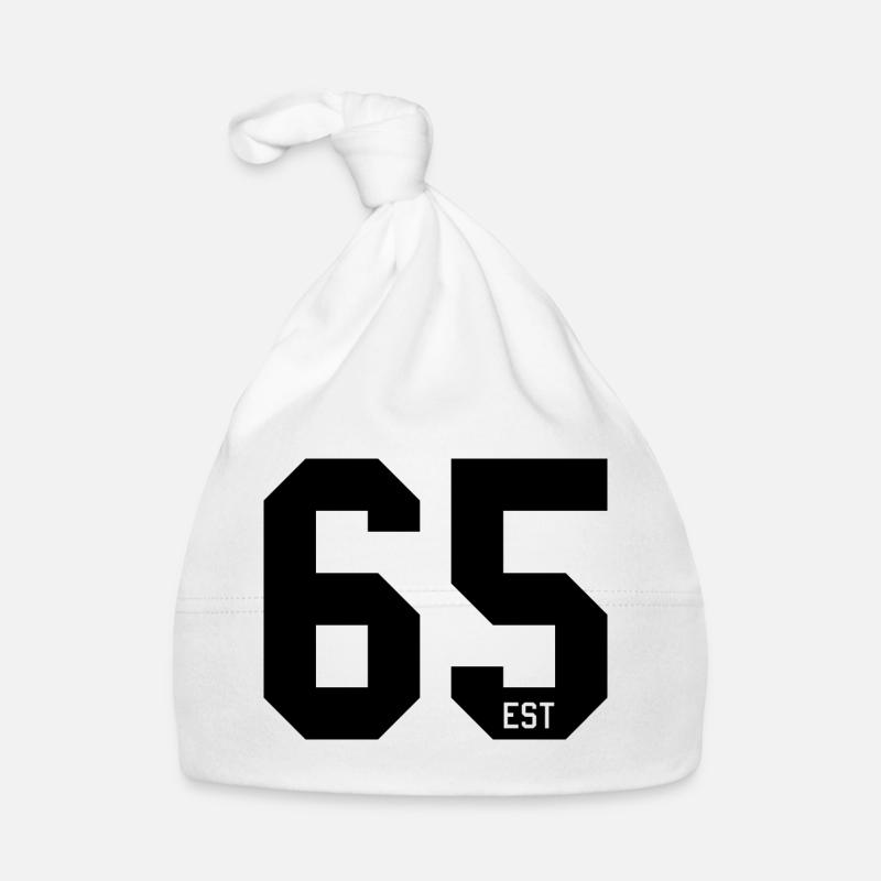 Number Design 65 – EST Block Typography Organic Baby Cap