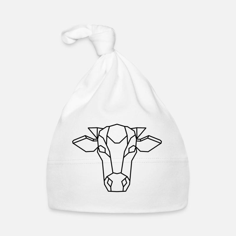 Vache géométrique - Bonnet bio Bébé - blanc