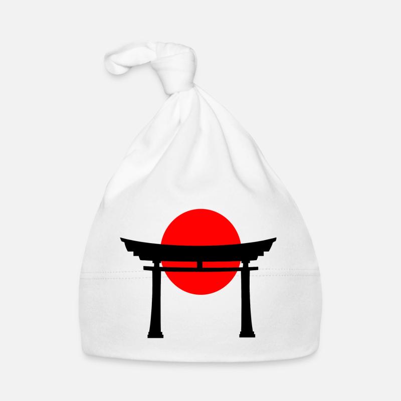Torii devant le soleil japonais - Bonnet bio Bébé - blanc