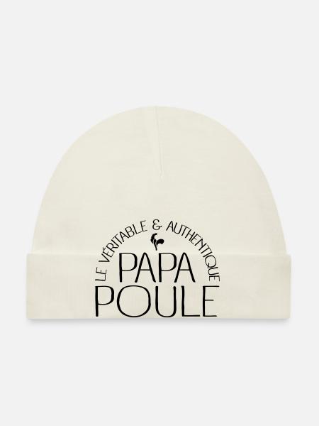 Papa Poule - Bonnet bio Bébé - blanc - Devant