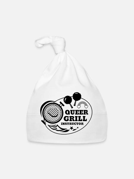 Queer Grill Instructor BBQ Geschenkidee - Baby Bio-Mütze - Weiß - Vorne