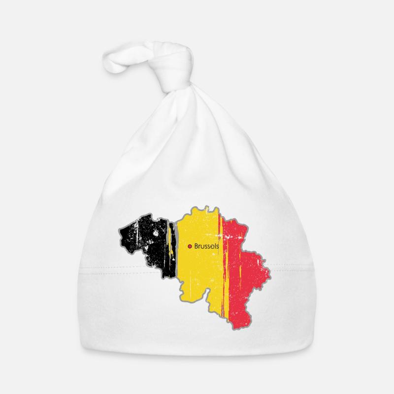 Carte de Bruxelles avec drapeau belge Bonnet bio Bébé