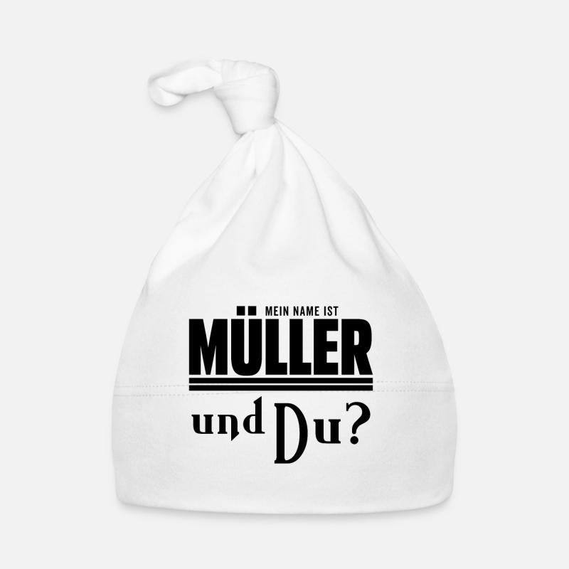 Mein Name ist Müller Nachname Geschenkidee Baby Bio-Mütze