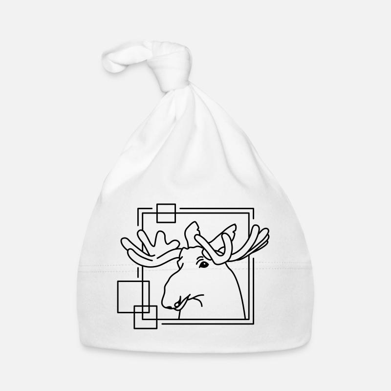 Moose in Geometric Shape - Line Art Design Organic Baby Cap