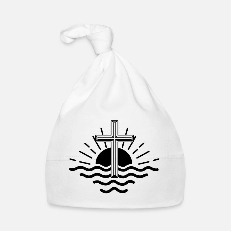 sunset sea and great cross Organic Baby Cap