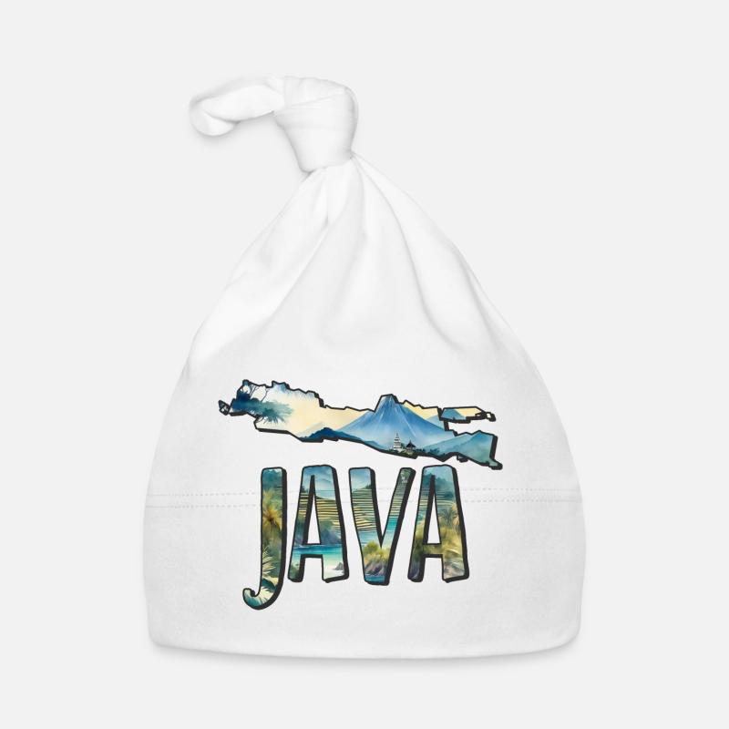 Watercolor Map Java Organic Baby Cap