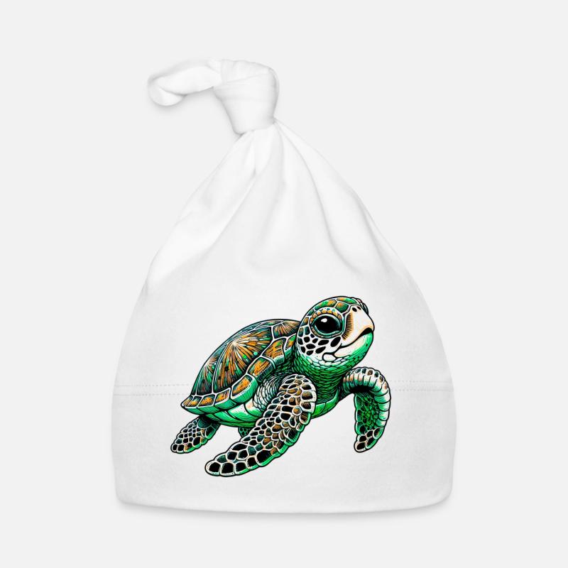 Tortue - Bonnet bio Bébé - blanc