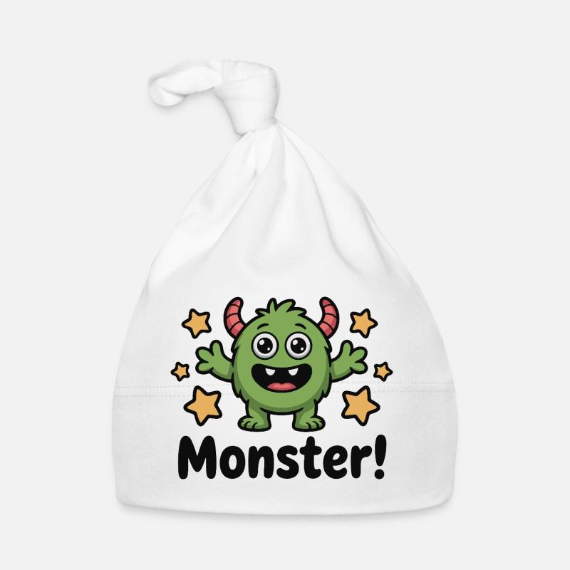Monstre vert mignon avec des étoiles Bonnet bio Bébé