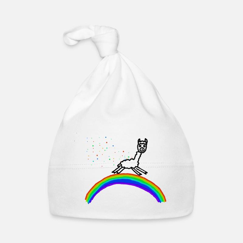 Rainbow Alpaca Confetti Pattern Organic Baby Cap
