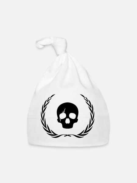 Skeleton Skull Wreath - Organic Baby Cap - white - Front