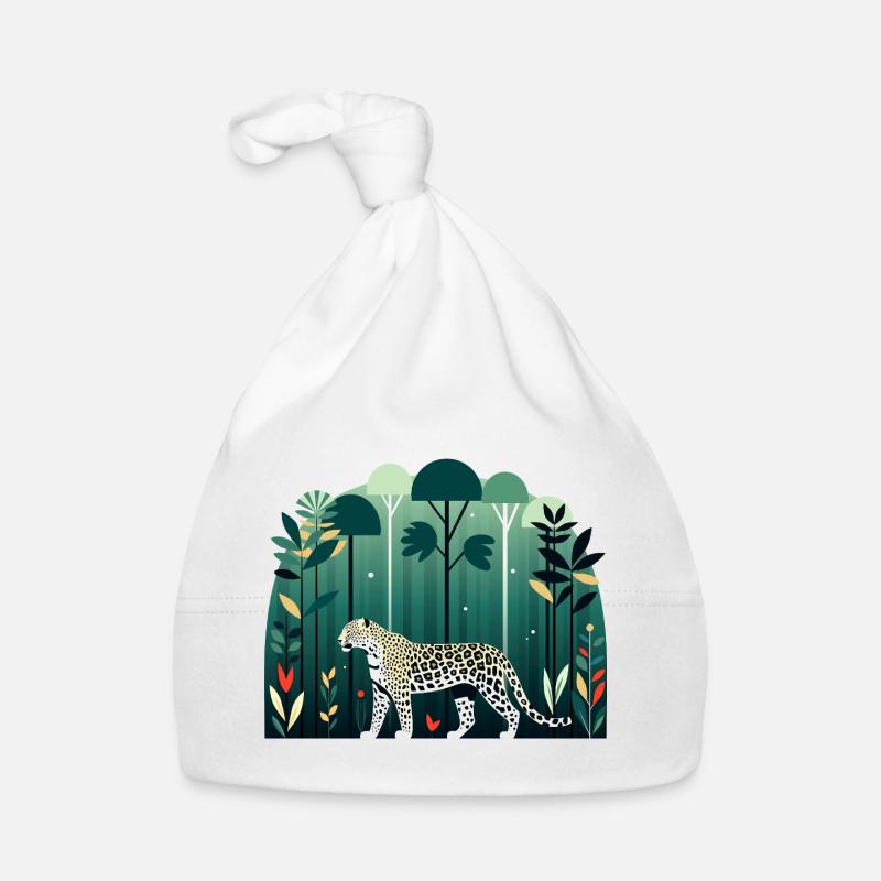 Léopard dans la jungle - Bonnet bio Bébé - blanc