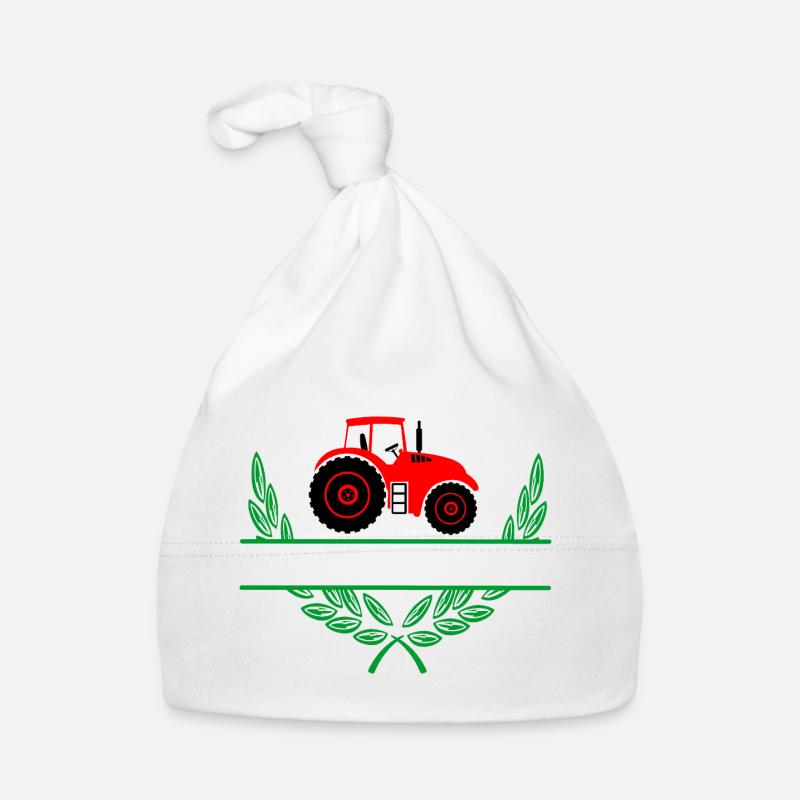 Red Tractor with Namespace Organic Baby Cap