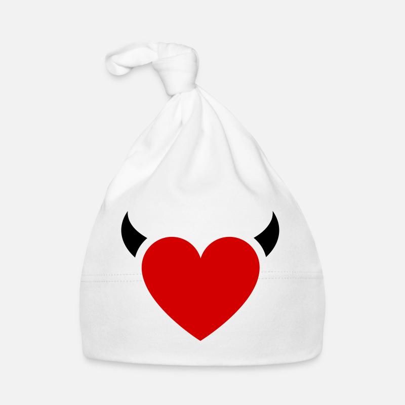 Petites Cornes de Cœur de Diable - Bonnet bio Bébé - blanc