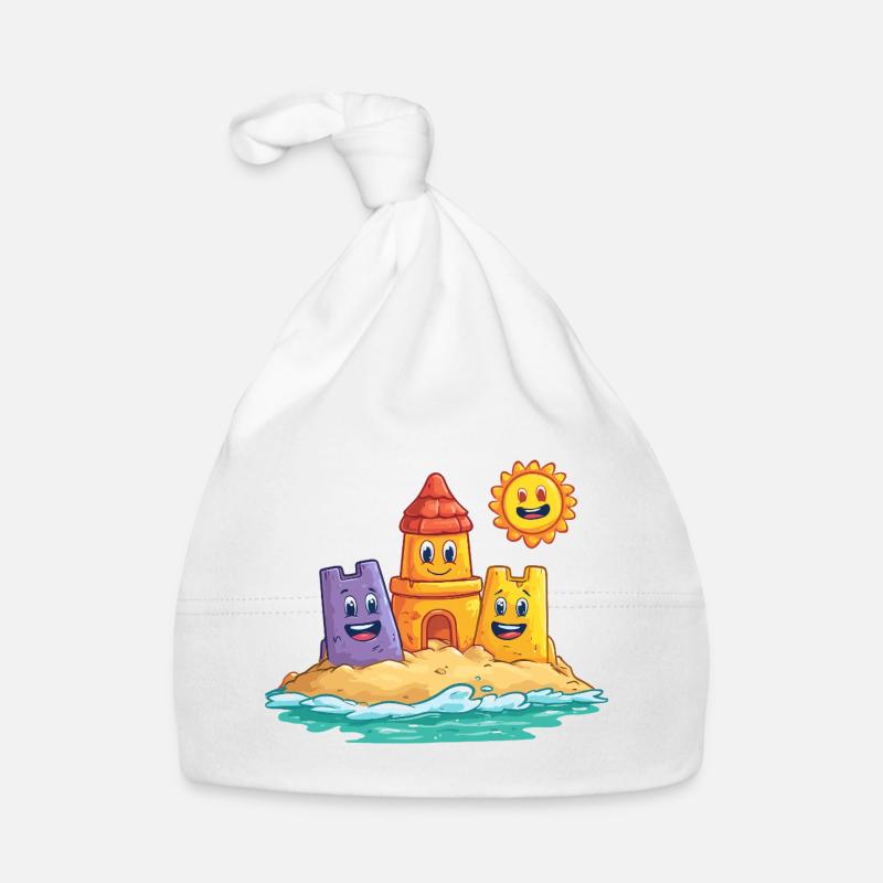 Funny sandpit castle with sun Organic Baby Cap