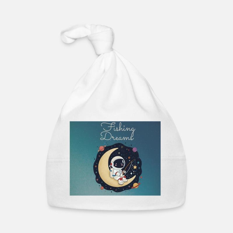 Astronaute assis sur la lune et rêve de pêche Bonnet bio Bébé