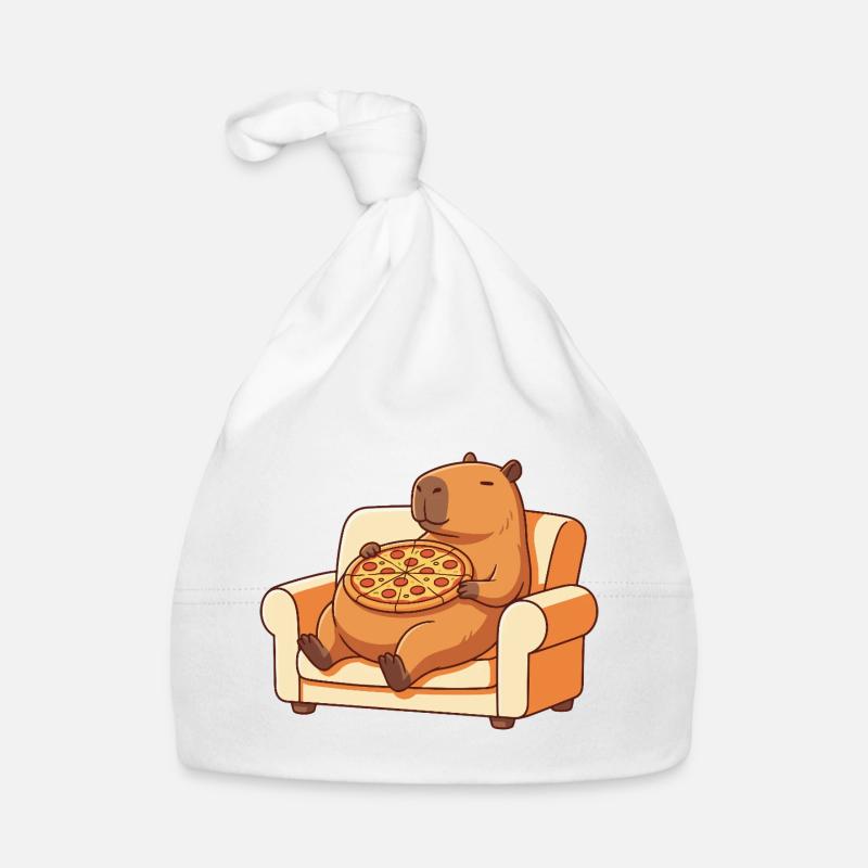Pizza Capybara sur le canapé Bonnet bio Bébé
