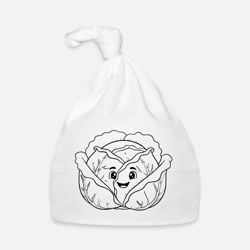 Cabbage Vegetable Kawaii Outline Organic Baby Cap