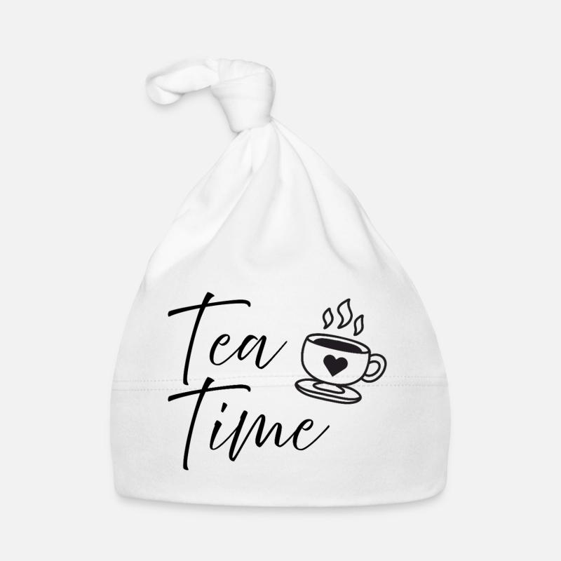 Citation du scénario de l’heure du thé Mignonne Conception de tasse à café - Bonnet bio Bébé - blanc