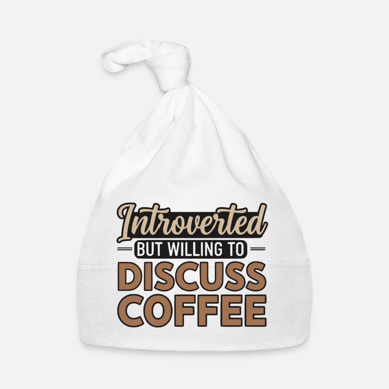 Introverti mais prêt à discuter café - Bonnet bio Bébé - blanc