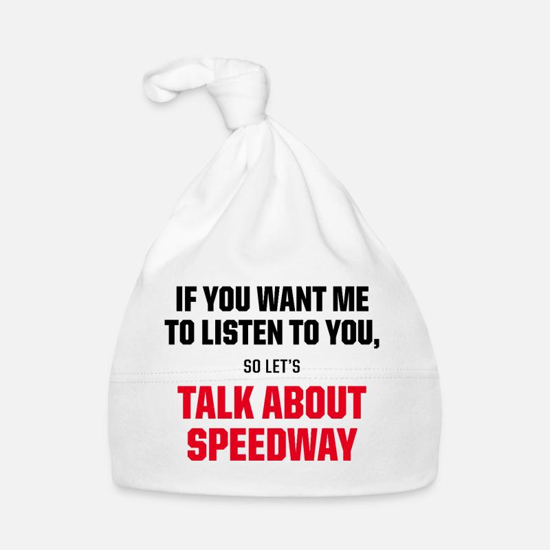 Parlez du graphique drôle de citation de fan de courses de speedway Bonnet bio Bébé