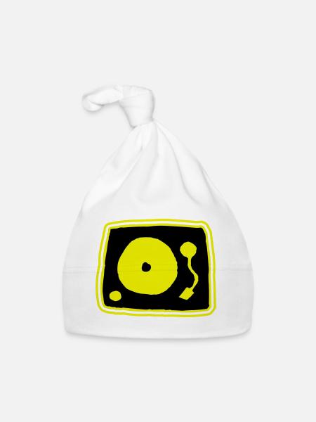 Plattenspieler - Baby Bio-Mütze - Weiß - Vorne