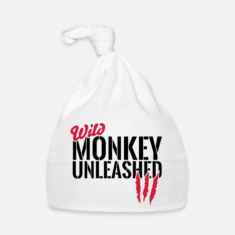 Wild monkey unleashed - Organic Baby Cap - white