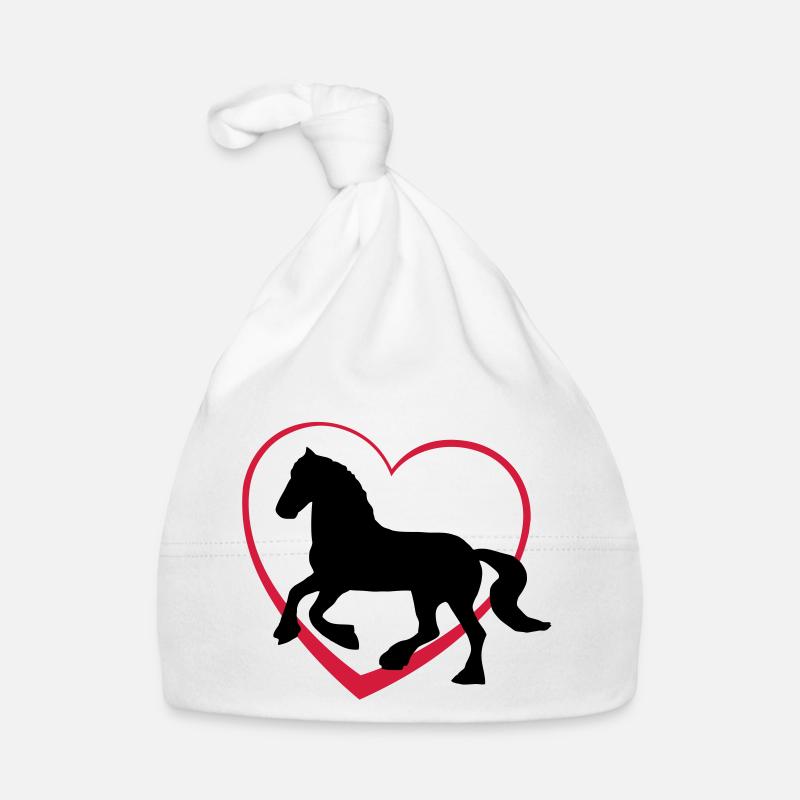 Pferd mit Herz - Baby Bio-Mütze - Weiß