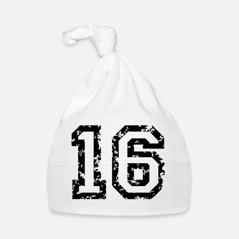 Le numéro seize - No. 16 (deux couleurs) blanc - Bonnet bio Bébé - blanc